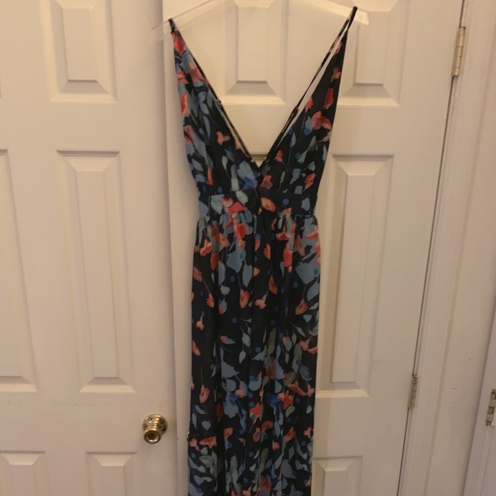 Spaghetti Strap Plunging Neckline Maxi Dress